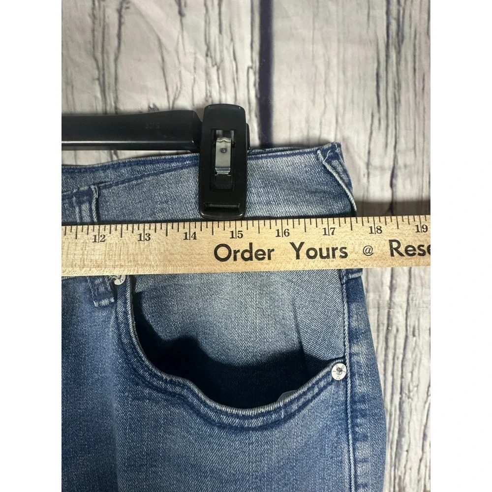 True Religion Ricky Relaxed Straight Jeans Mens 34 Stretch Flap‎ Pockets Blue